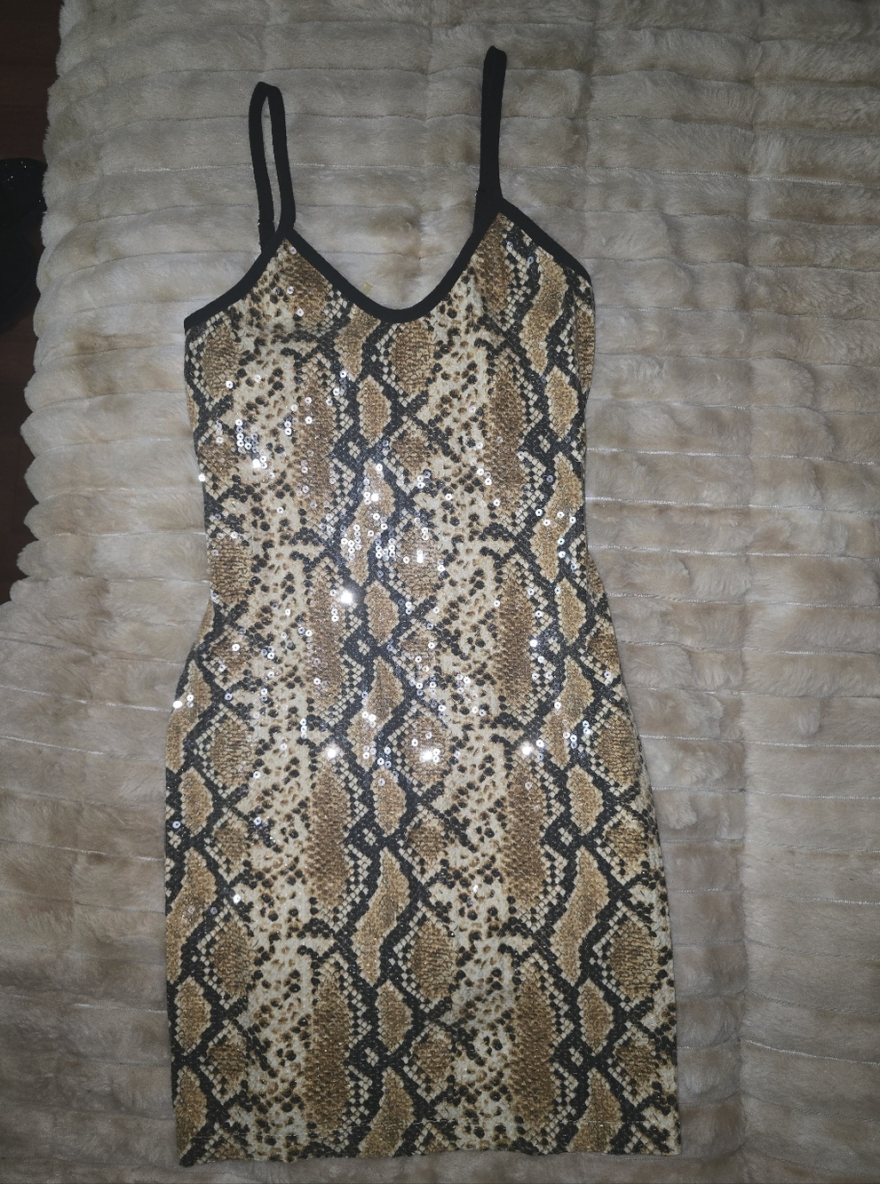 Fashion Nova Sequin Snake-Print Mini Dress